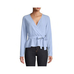 mbyM ​Long Sleeve Wrap blouse In Placid Blue Size M $118